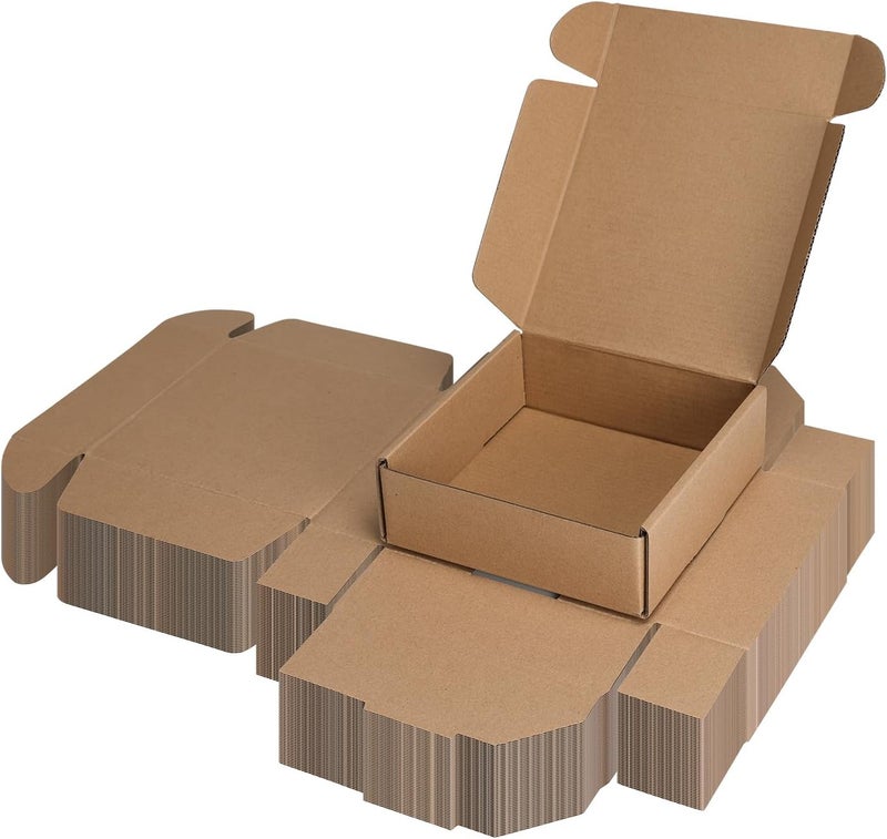 PHAREGE 6x6x2 inch Shipping Boxes Bulk 50 Pack Brown, Tab Lock Tuck Top Mailer Boxes for Packaging Small Business, Small Cardboard Gift Boxes for Wrapping Mailing Present - Image 1